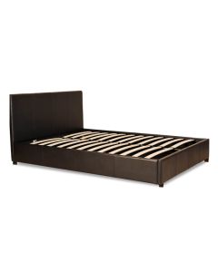 Prado Faux Leather Double Storage Bed In Dark Brown