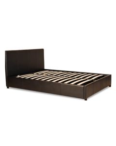 Prado Faux Leather King Size Storage Bed In Dark Brown