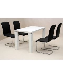 Prague Wooden Dining Set In White High Gloss With 4 Chairs