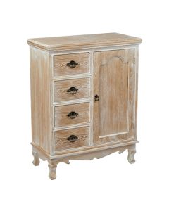 Provence Compact Wooden Sideboard In Weathered Oak With 1 Door And 4 Drawers