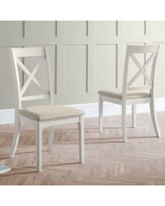 Provence Grey Wooden Dining Chairs In Pair