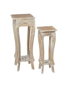 Provence Set Of 2 Wooden Lamp Tables In Weathered Oak