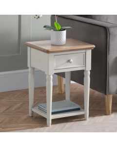 Provence Wooden 1 Drawer Lamp Table In Grey