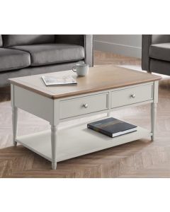 Provence Wooden 2 Drawers Coffee Table In Grey