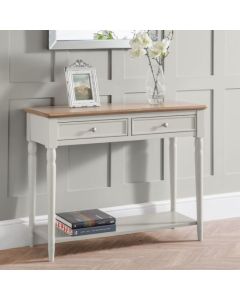 Provence Wooden 2 Drawers Console Table In Grey