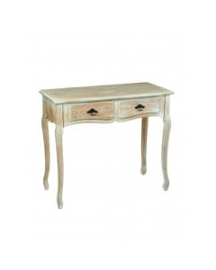 Provence Wooden Console Table In Weathered Oak With 2 Drawers