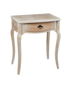 Provence Wooden Lamp Table In Weathered Oak With 1 Drawer