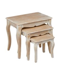 Provence Wooden Nest Of Tables In Weathered Oak