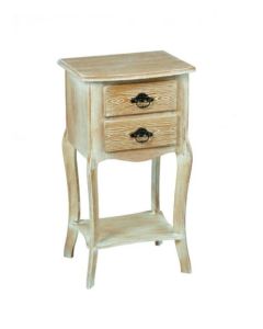 Provence Wooden Side Table In Weathered Oak With 2 Drawers