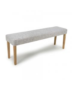 Durham Large Backless Linen Effect Dining Bench In Grey Weave