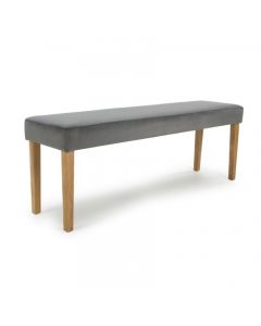 Durham Large Backless Brushed Velvet Dining Bench In Grey