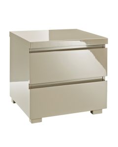 Puro Wooden Bedside Table In Stone High Gloss With 2 Drawers