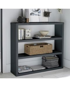 Puro Wooden Bookcase In Charcoal High Gloss With 2 Shelves