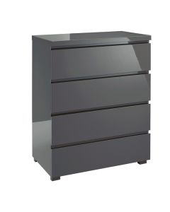 Puro Wooden Chest Of Drawers In Charcoal High Gloss With 4 Drawers