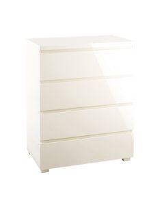 Puro Wooden Chest Of Drawers In Cream High Gloss With 4 Drawers