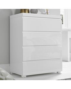 Puro Wooden Chest Of Drawers In White High Gloss With 4 Drawers