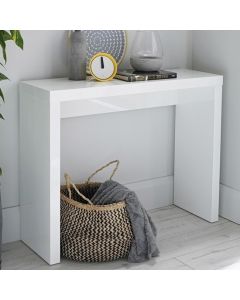 Puro Wooden Console Table In White High Gloss