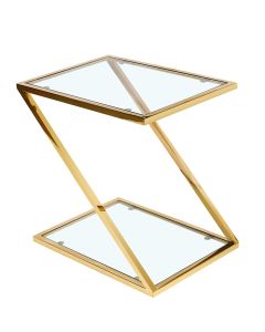 Qatar Clear Glass Lamp Table With Gold Stainless Steel Frame