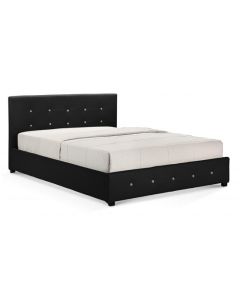 Quartz Faux Leather King Size Bed In Black