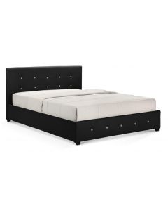 Quartz Faux Leather Single Bed In Black