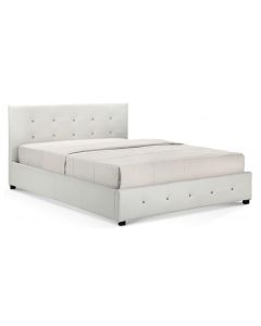 Quartz Faux Leather Storage Double Bed In White