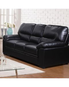 Rachel LeatherGel And PU 3 Seater Sofa In Black