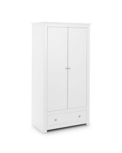 Radley Wooden 2 Doors 1 Drawer Wardrobe In Surf White