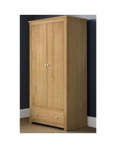 Radley Wooden 2 Doors 1 Drawer Wardrobe In Waxed Pine