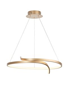 Rafe LED Ceiling Pendant Light In Matt Brushed Gold With Frosted Diffuser
