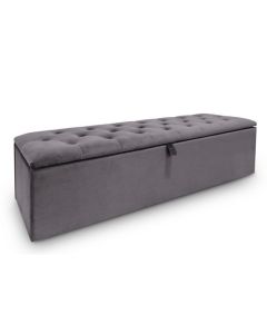 Ravello Velvet Blanket Box In Dark Grey