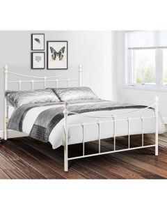 Rebecca Metal King Size Bed In Stone White