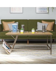 Regal Wooden Coffee Table In Walnut With Magazine Rack