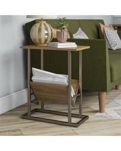 Regal Wooden Side Table In Walnut With Magazine Rack