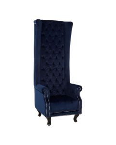 Regents Park Tall Microfibre Leather Upholstered Porter Chair In Midnight Blue