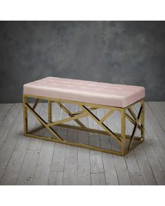 Renata Fabric Dining Bench In Pink