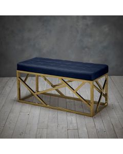 Renata Fabric Dining Bench In Royal Blue