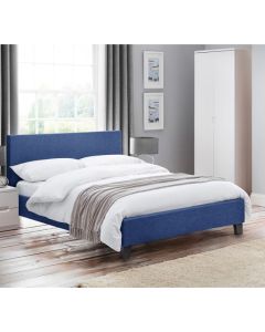 Rialto Linen Fabric Single Bed In Dark Blue
