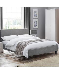 Rialto Linen Fabric Double Bed In Light Grey