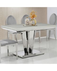 Riccardo 80cm Marble Dining Table In Cream With Twin Pedestals