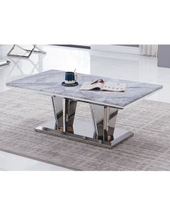 Riccardo Grey Marble Coffee Table With Chrome Metal Legs