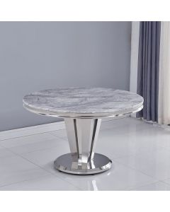 Riccardo Round Grey Marble Dining Table With Chrome Metal Legs