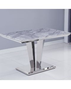 Riccardo Small Grey Marble Dining Table With Chrome Metal Legs