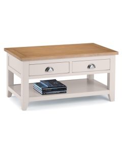 Richmond 2 Drawers Wooden Coffee Table In Elephant Grey