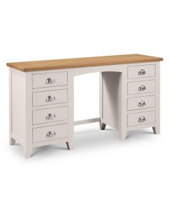 Richmond 8 Drawers Twin Pedestal Dressing Table In Oak And Grey