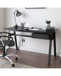 Richmond Black Glass Top Computer Desk With Black Frame