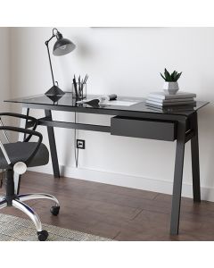 Richmond Grey Glass Top Computer Desk With Grey Frame