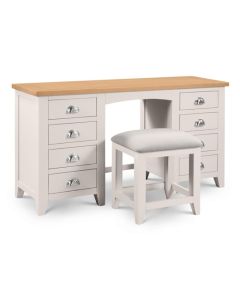 Richmond Twin Pedestal Dressing Table And Stool In Oak And Grey