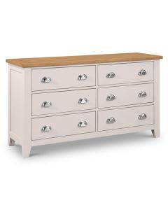 Richmond Wide Wooden Chest Of Drawers In Grey 6 Drawers