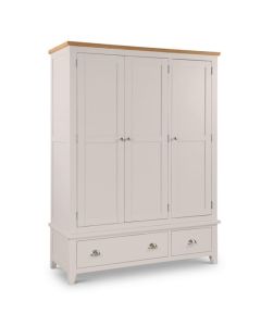 Richmond Wooden 3 Doors 3 Drawers Wardrobe In Oak And Grey