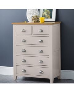 Richmond Wooden Chest Of Drawers In Grey 6 Drawers